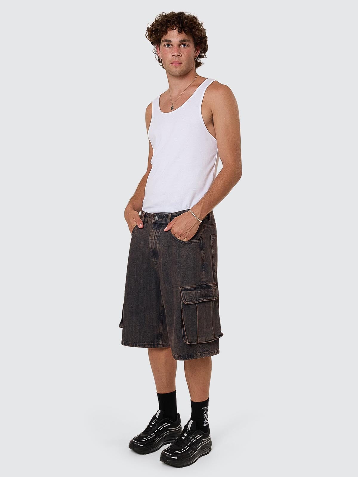Big Slacker Denim Cargo Short - Berry Black 26
