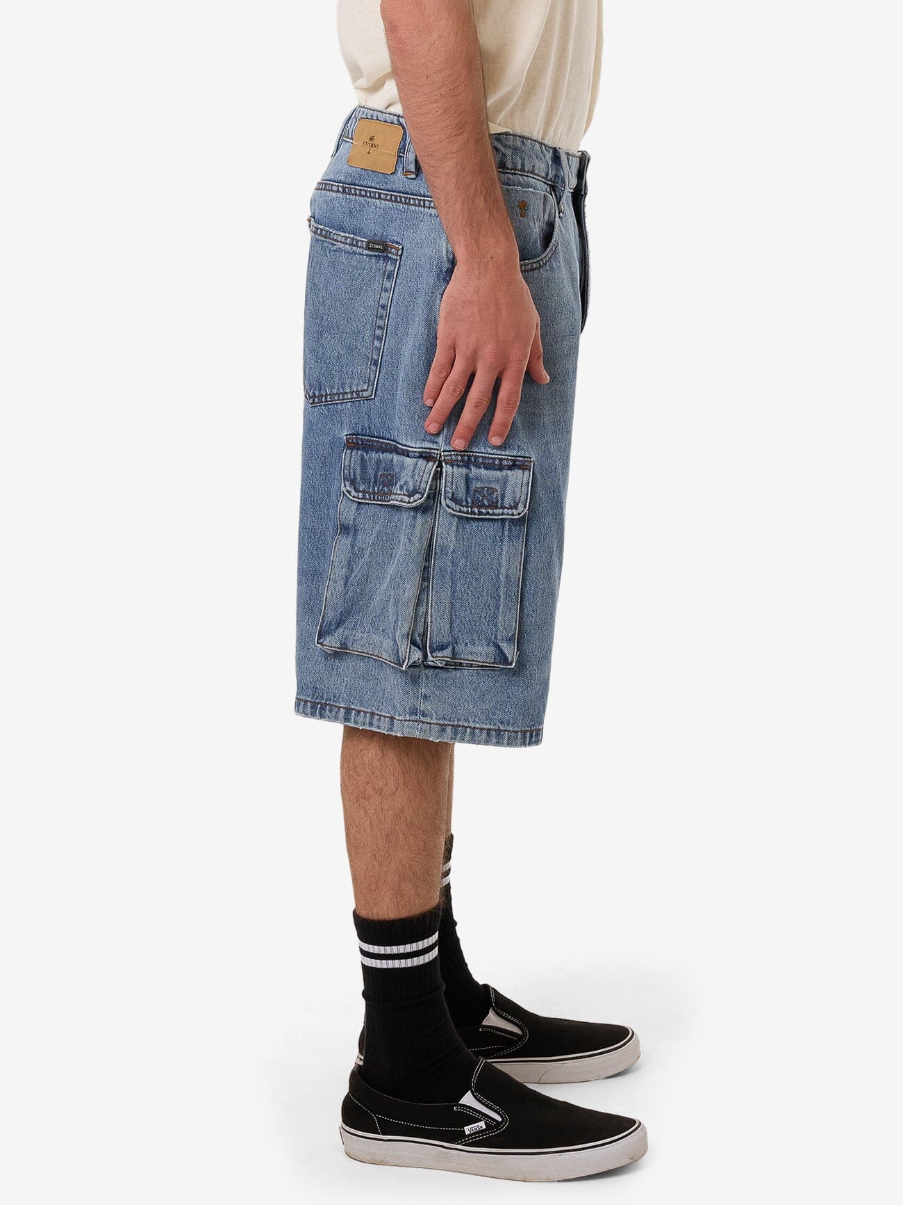 Big Slacker Denim Cargo Short - Vintage Stone Blue 28