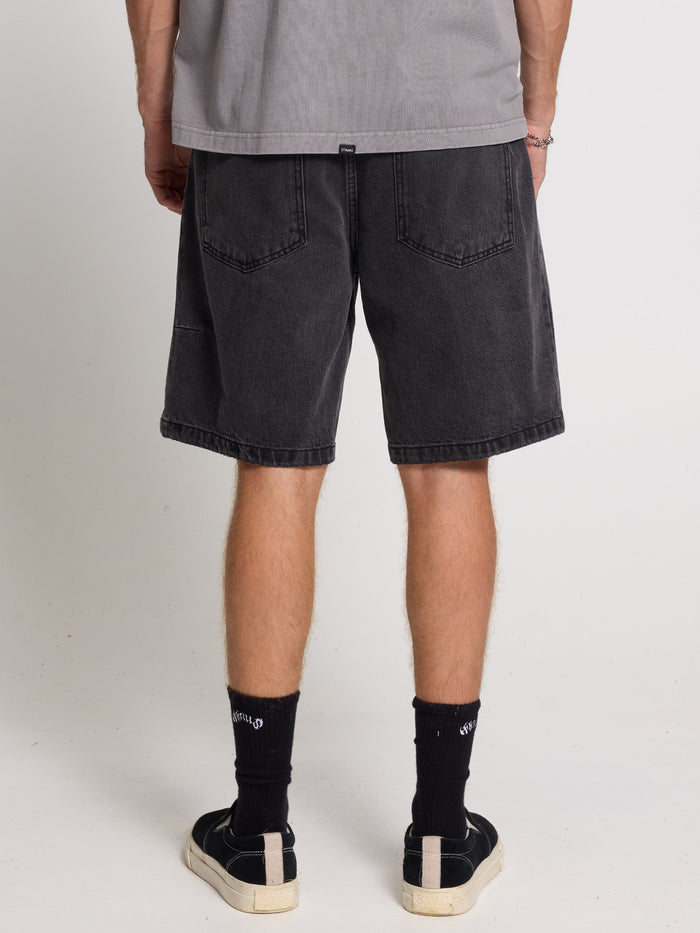 Mid Slacker Relaxed Denim Short - Ash Black 26