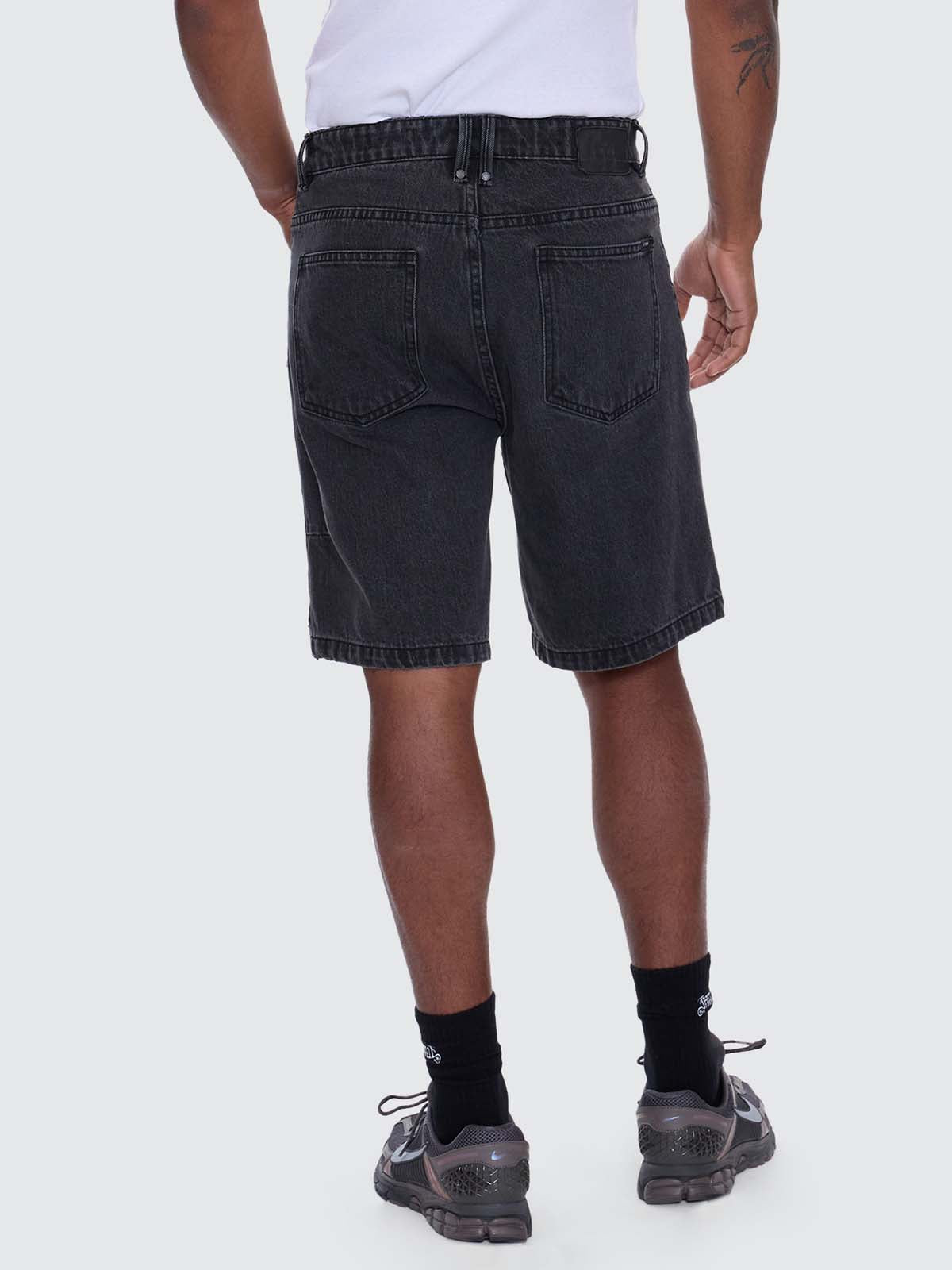 Mid Slacker Relaxed Long Denim Short - Ash Black