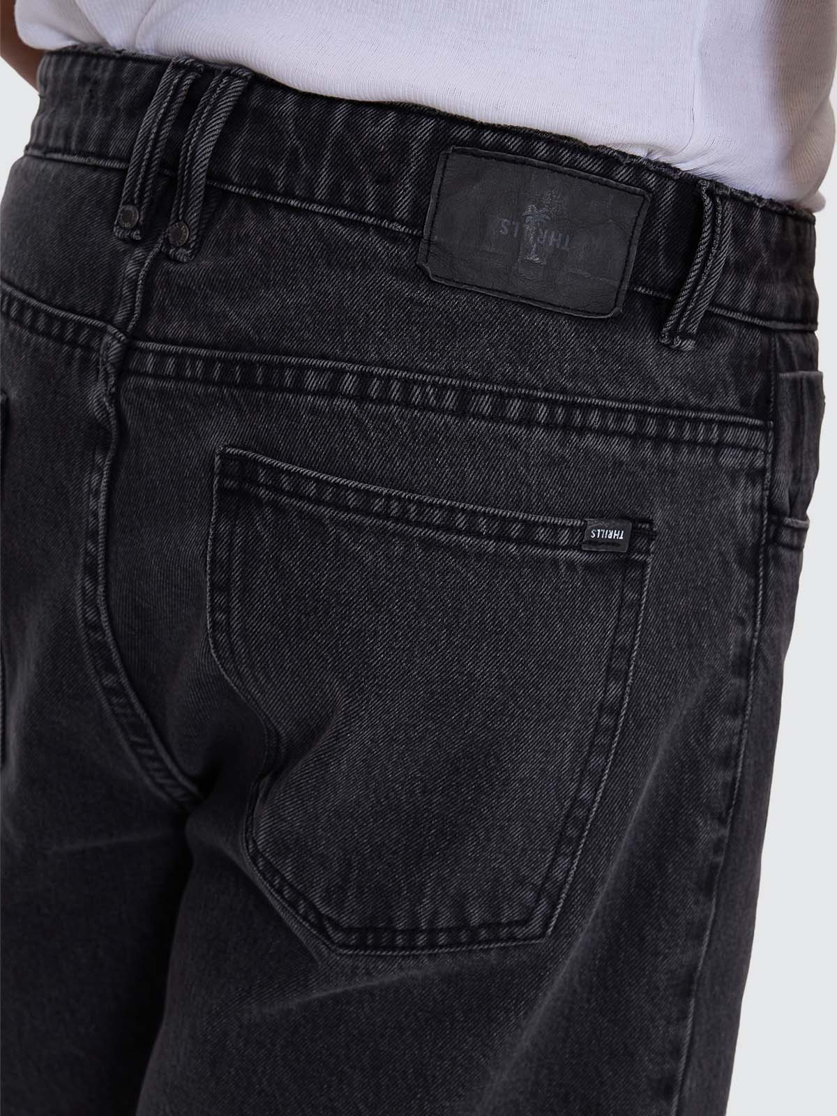 Mid Slacker Relaxed Long Denim Short - Ash Black