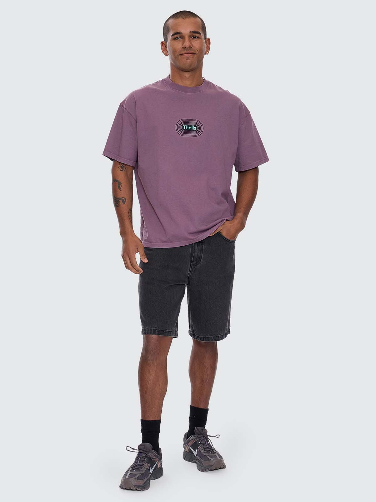 Mid Slacker Relaxed Long Denim Short - Ash Black