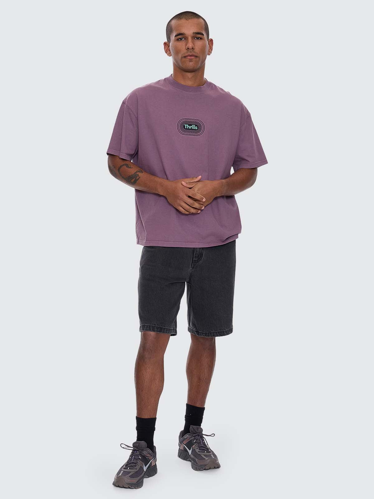 Mid Slacker Relaxed Long Denim Short - Ash Black