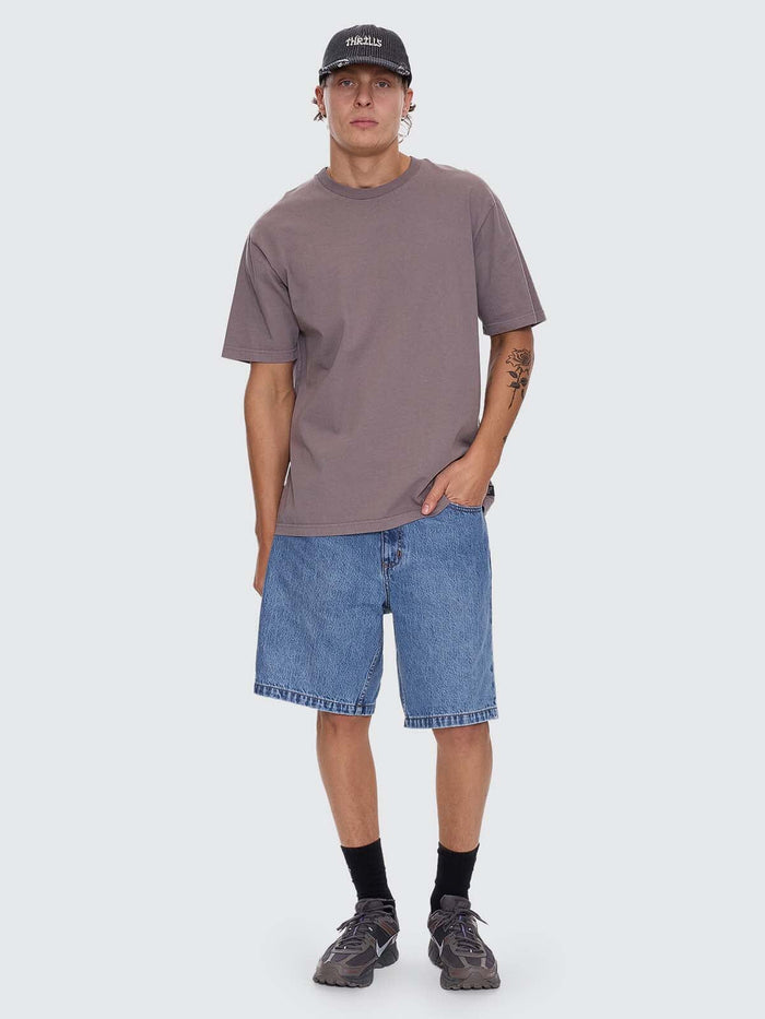 Mid Slacker Relaxed Long Denim Short - Deep Vintage Blue 26