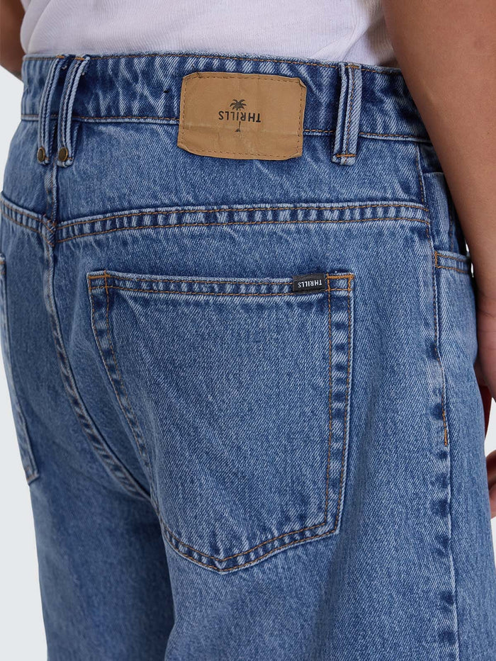 Mid Slacker Relaxed Long Denim Short - Deep Vintage Blue 26