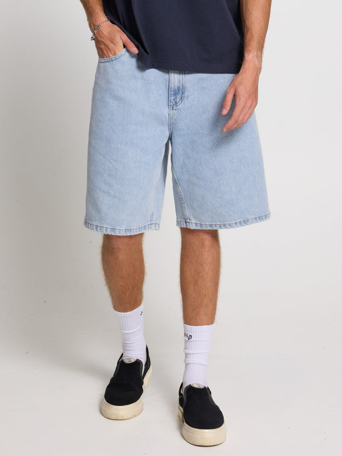 Mid Slacker Relaxed Denim Short - Serenity Blue 26