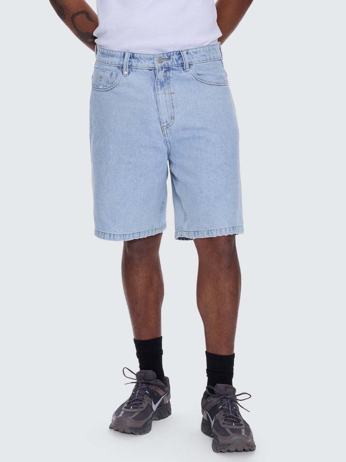 Mid Slacker Relaxed Long Denim Short - Serenity Blue 26