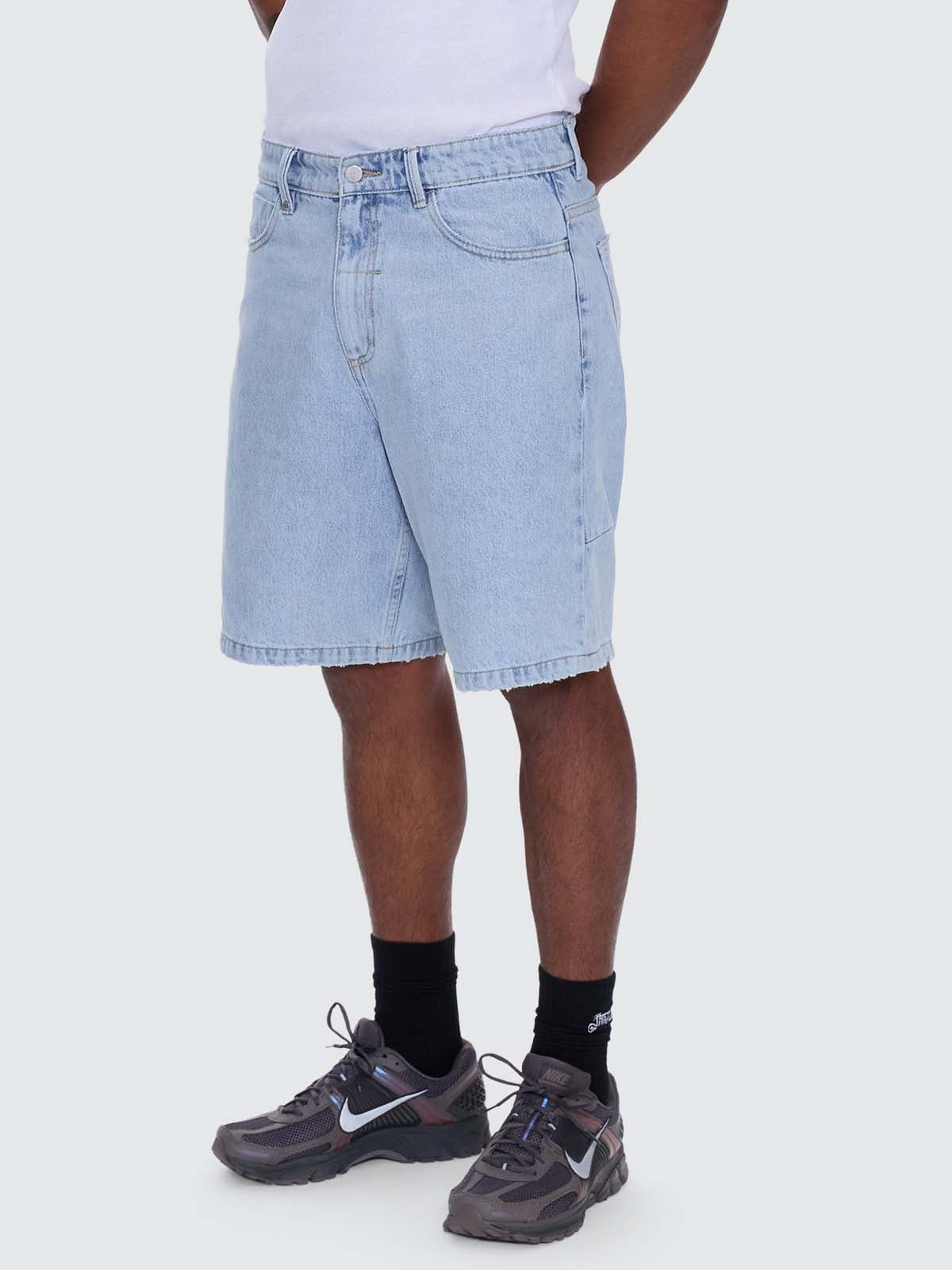 Mid Slacker Relaxed Long Denim Short - Serenity Blue 26
