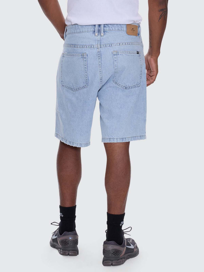 Mid Slacker Relaxed Long Denim Short - Serenity Blue 26