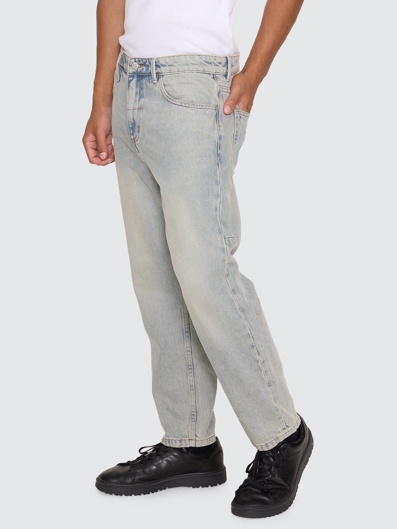 Chopped Straight Cropped Denim Jean - Light Granite Blue