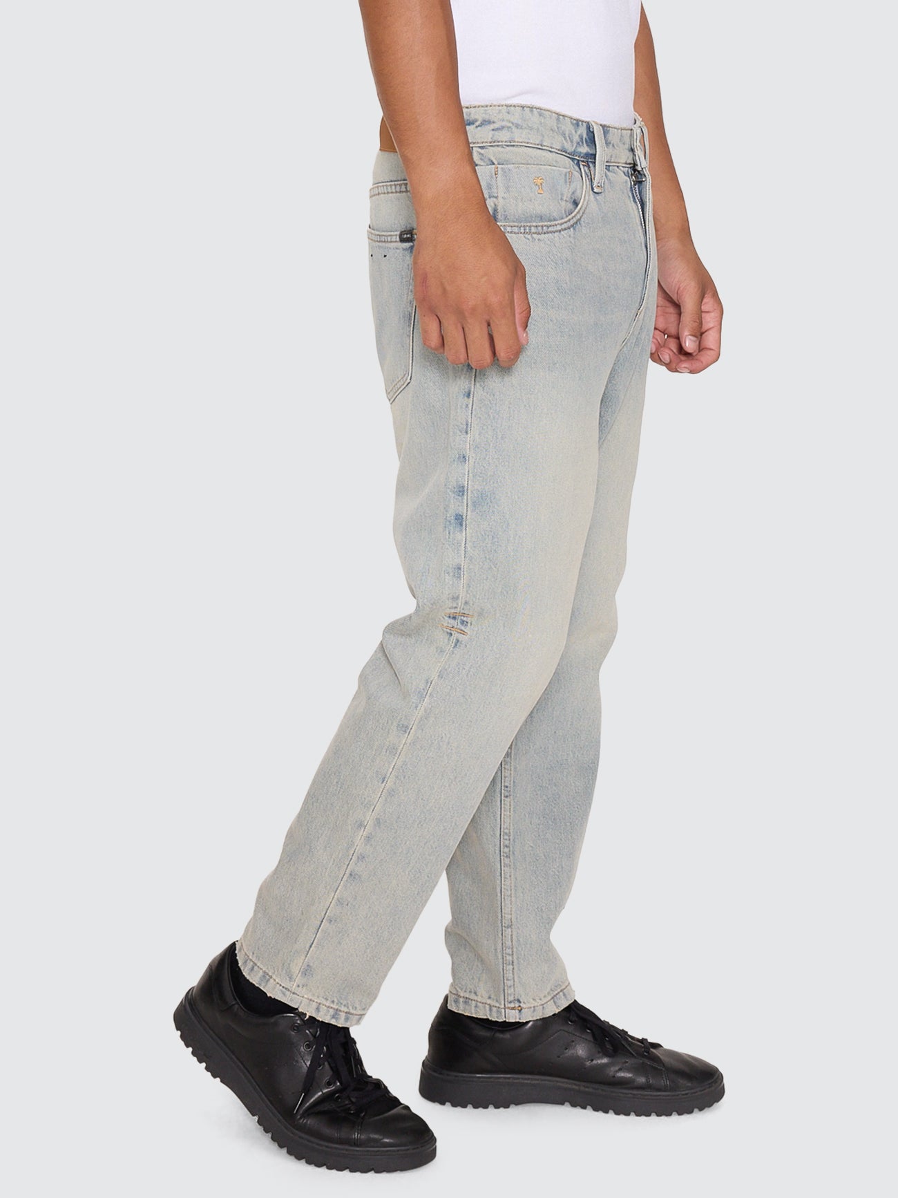 Chopped Straight Cropped Denim Jean - Light Granite Blue