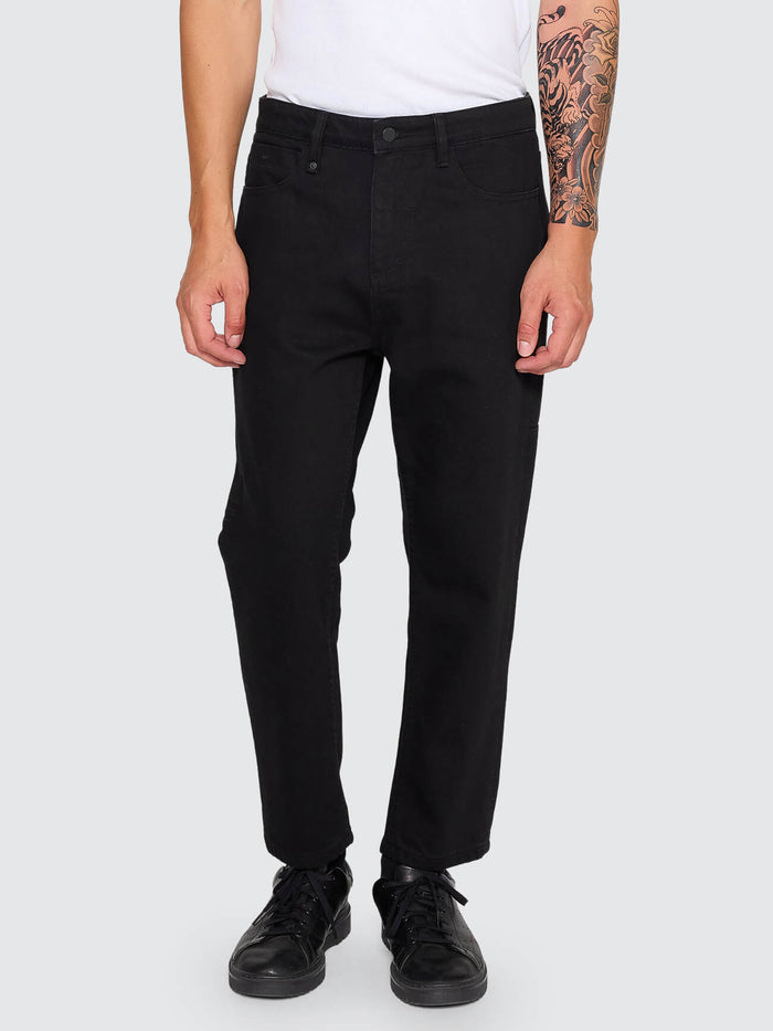 Chopped Slim Straight Cropped Denim Jean - Vinyl Black