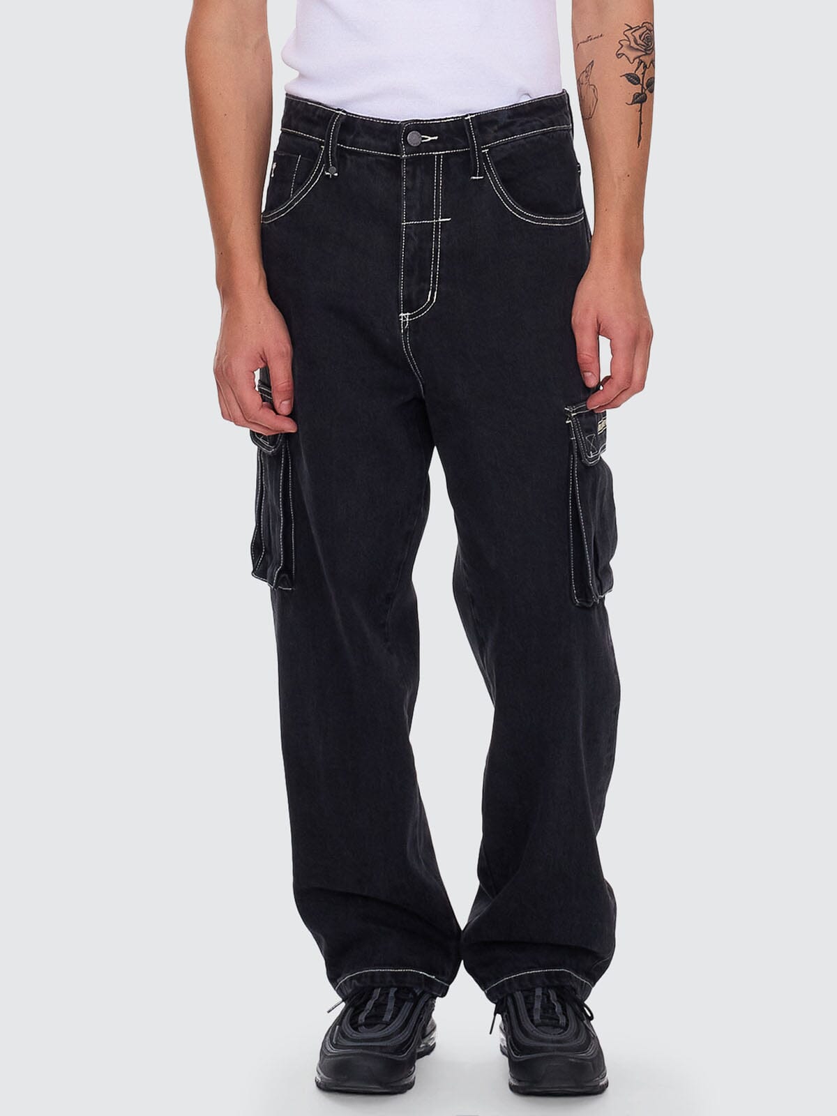 Big Slacker Baggy Denim Cargo Jean - Aged Black 26