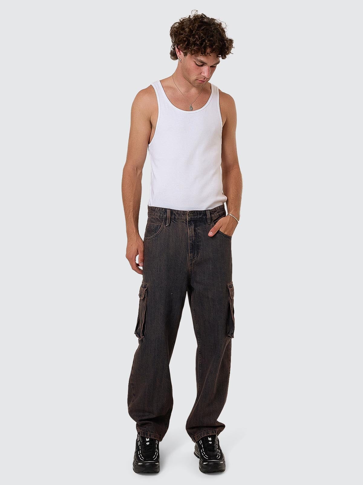 Big Slacker Denim Cargo Pant - Berry Black 26