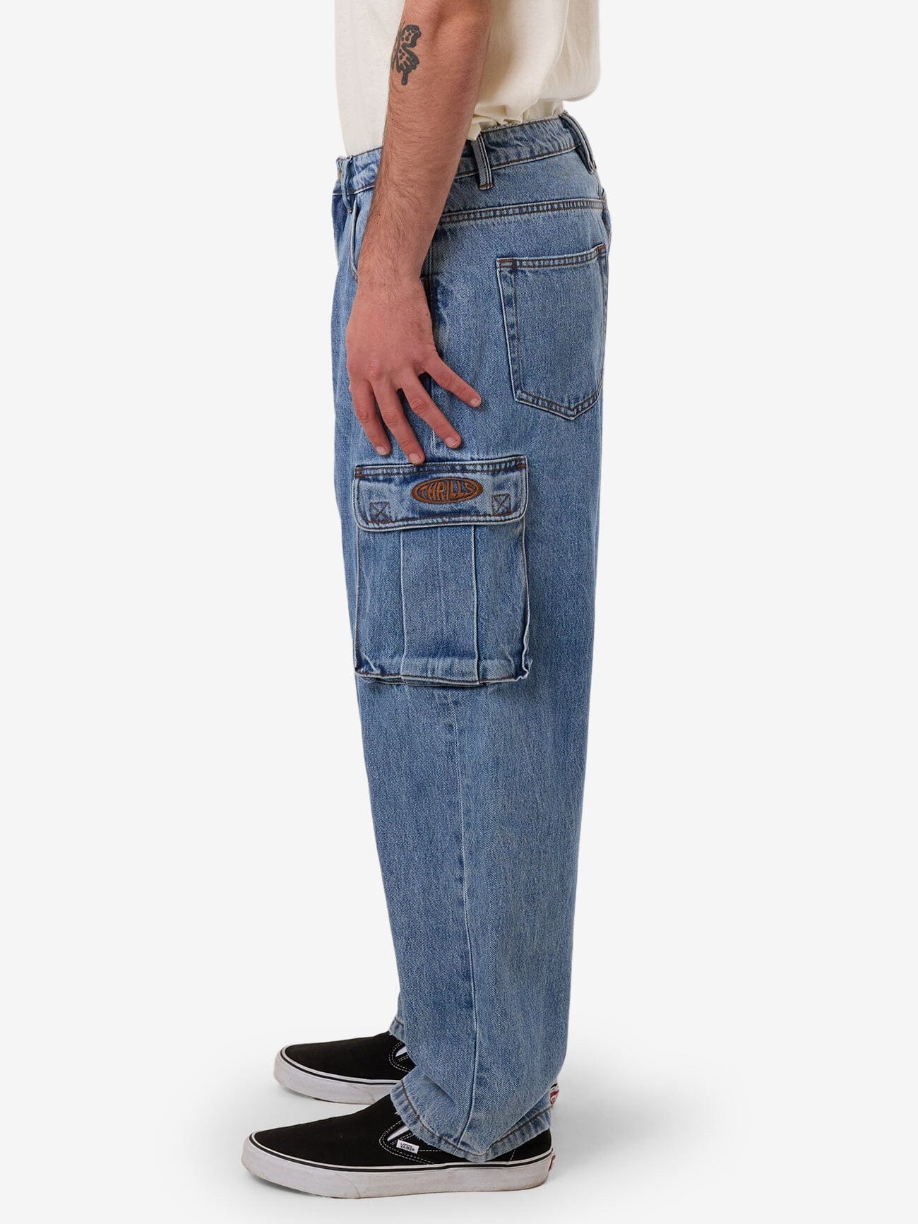 Big Slacker Denim Cargo Jean - Vintage Stone Blue 28