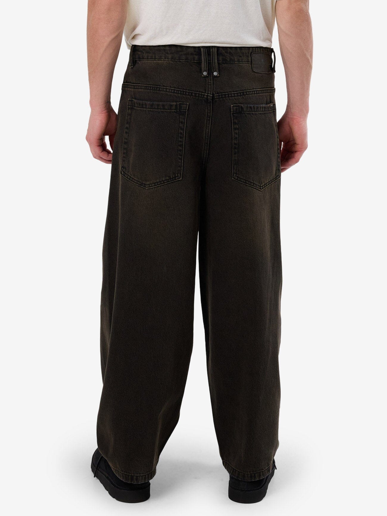 Barrel Leg Denim Jean - Dirty Olive Black 26