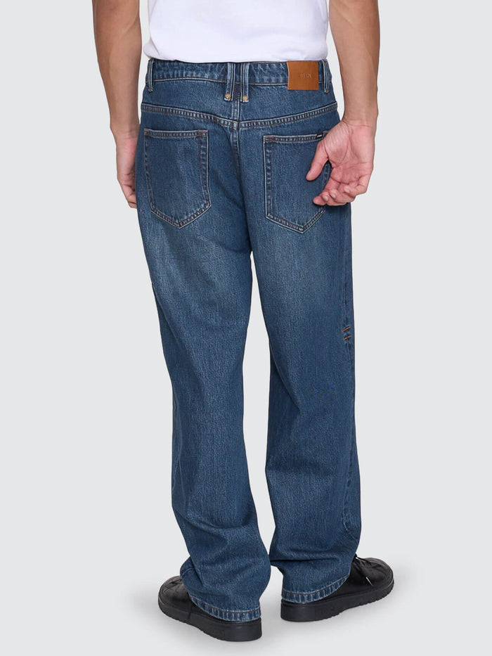 Mid Slacker Relaxed Long Denim Jean - Teal Blue 26