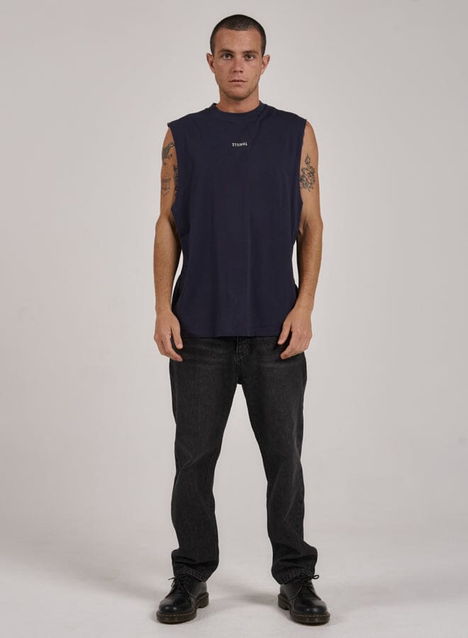 Minimal Thrills Merch Fit Muscle Tee - Station Navy