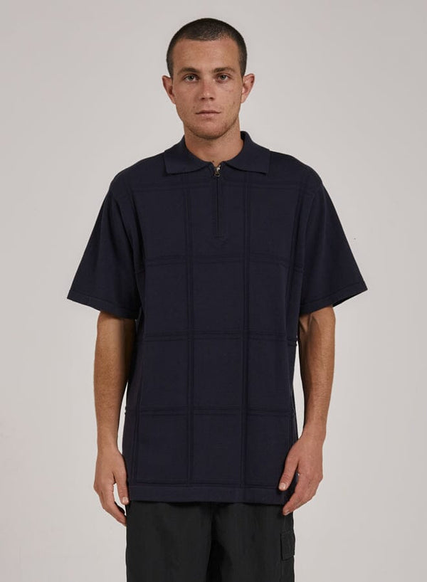Natural Cooperation Jacquard Knit Polo - New Teal
