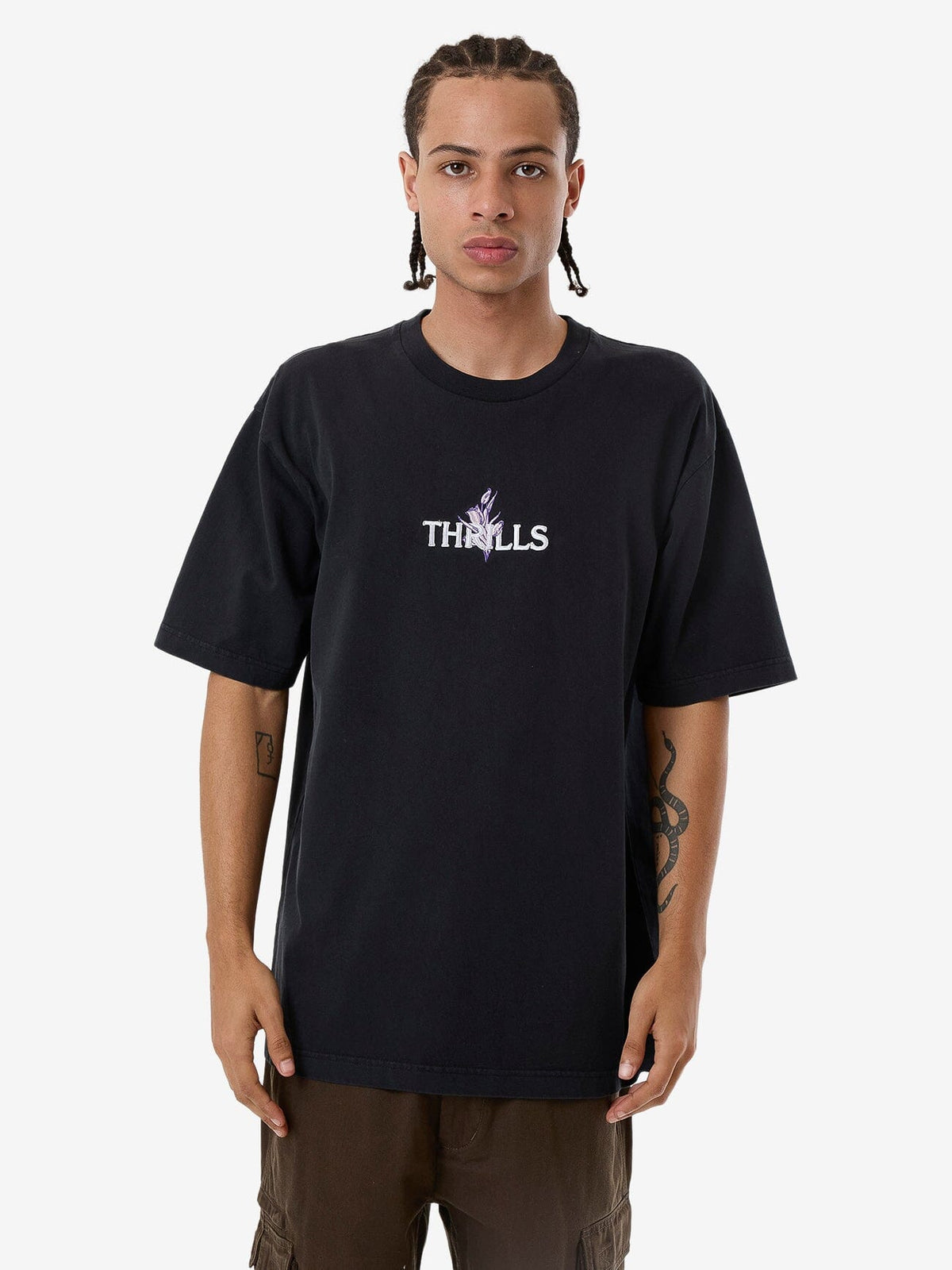 T-shirt Oversize BELLE & BLOOM Brave Soul – Nera – 100% Cotone, Scollo A V – Taglia L-XL - Foto 4