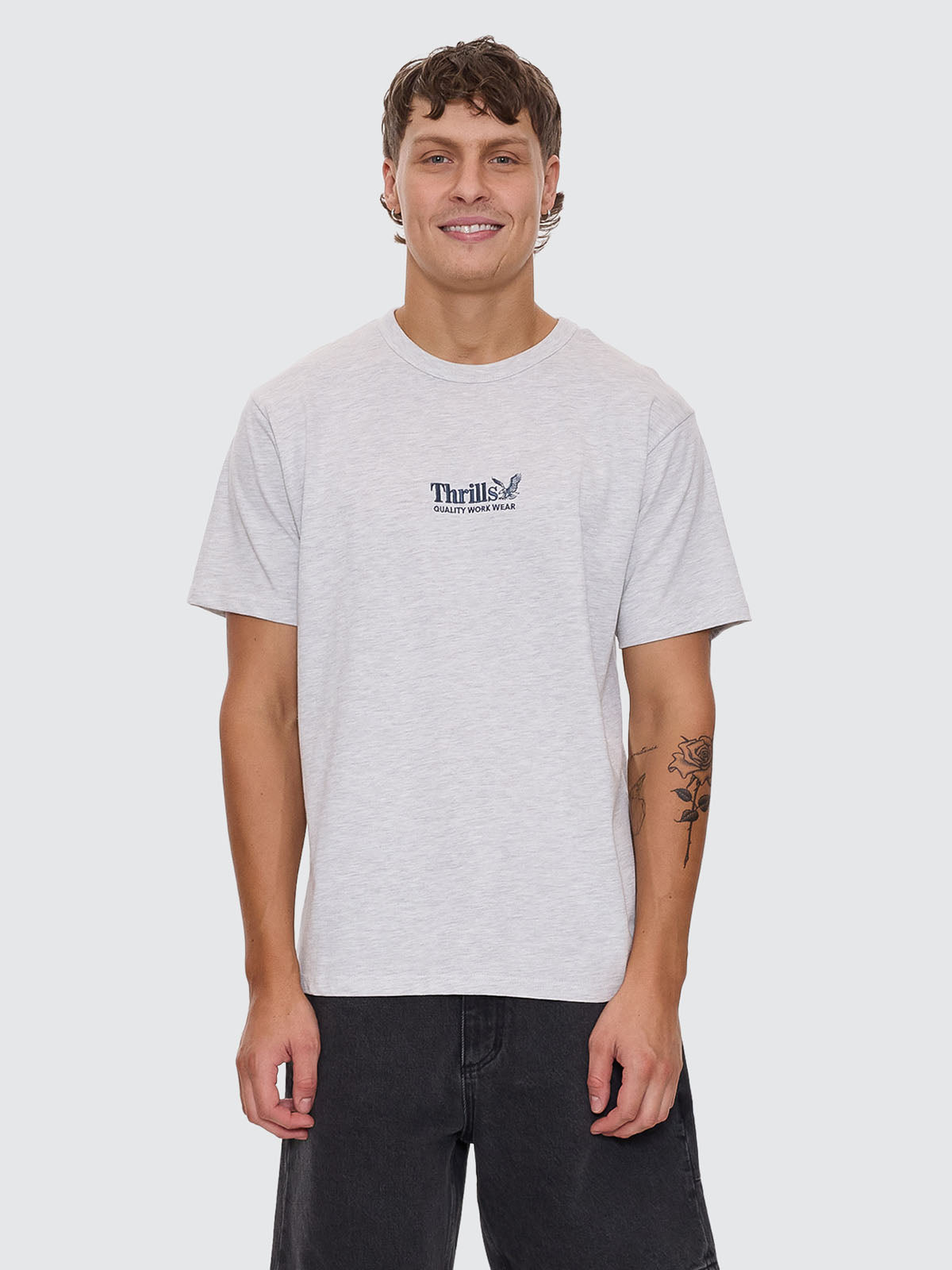 Thrills Workwear Embro Merch Fit Tee - White Marle