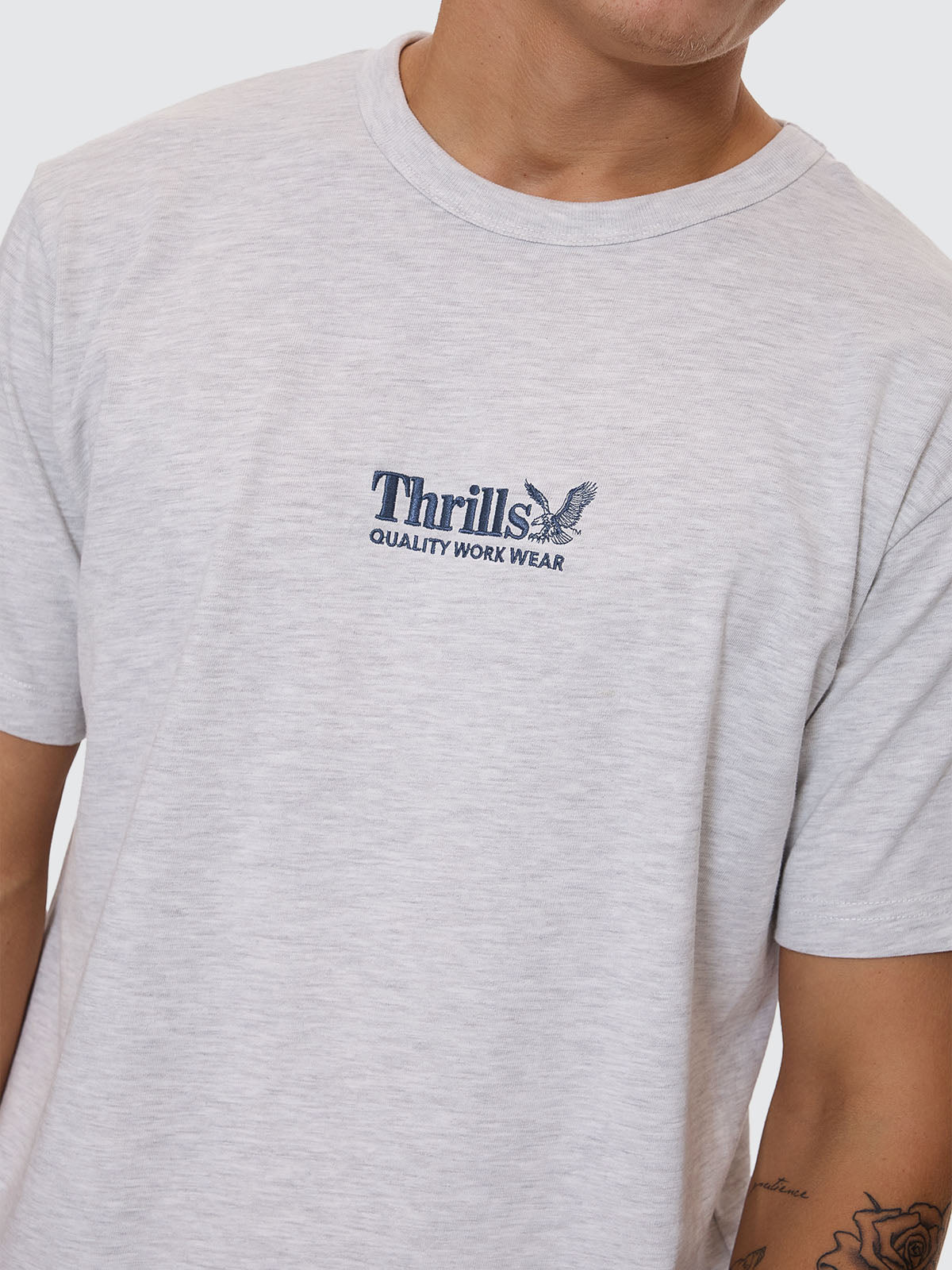 Thrills Workwear Embro Merch Fit Tee - White Marle