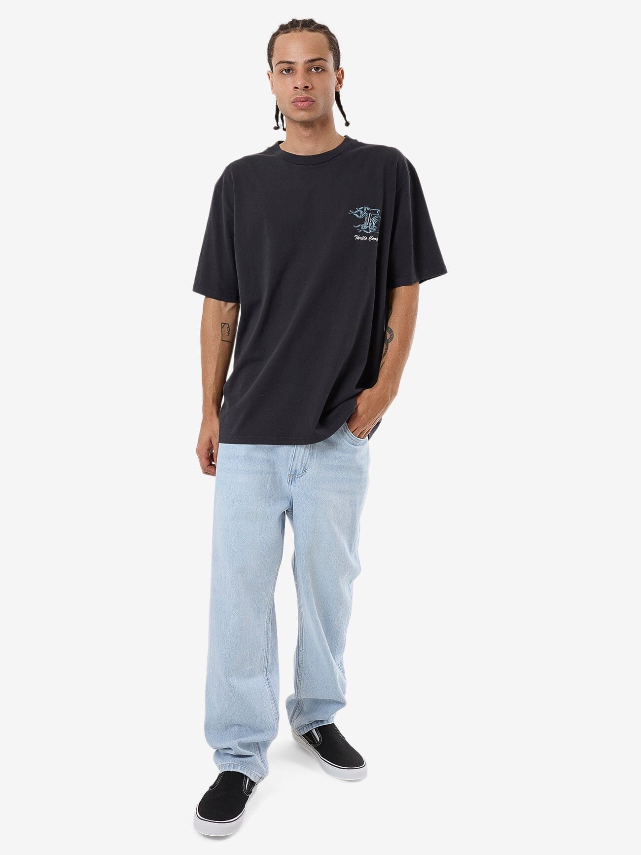 Heat Oversize Fit Tee - Washed Black XS