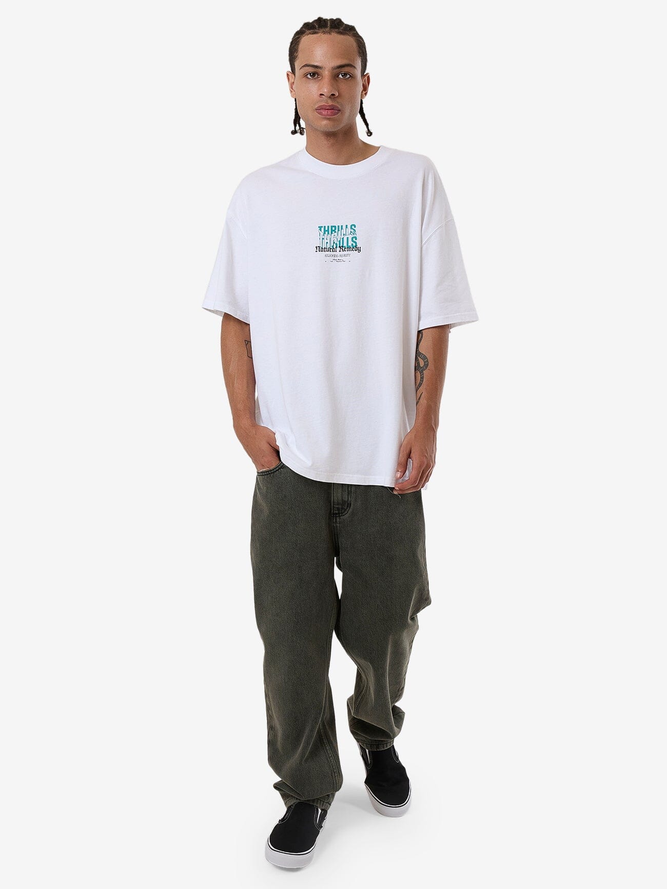 Natural Remedy Box Fit Oversize Tee - White XS