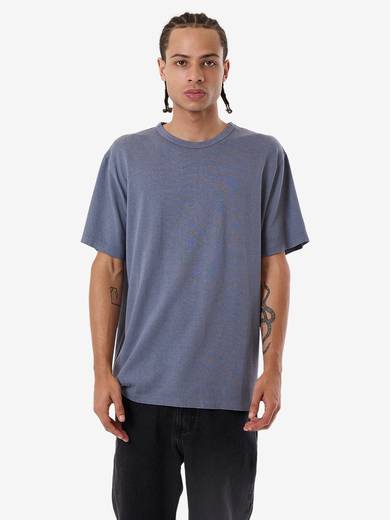 Hemp Thrills Embro Bind Merch Fit Tee - Folkstone Grey XS