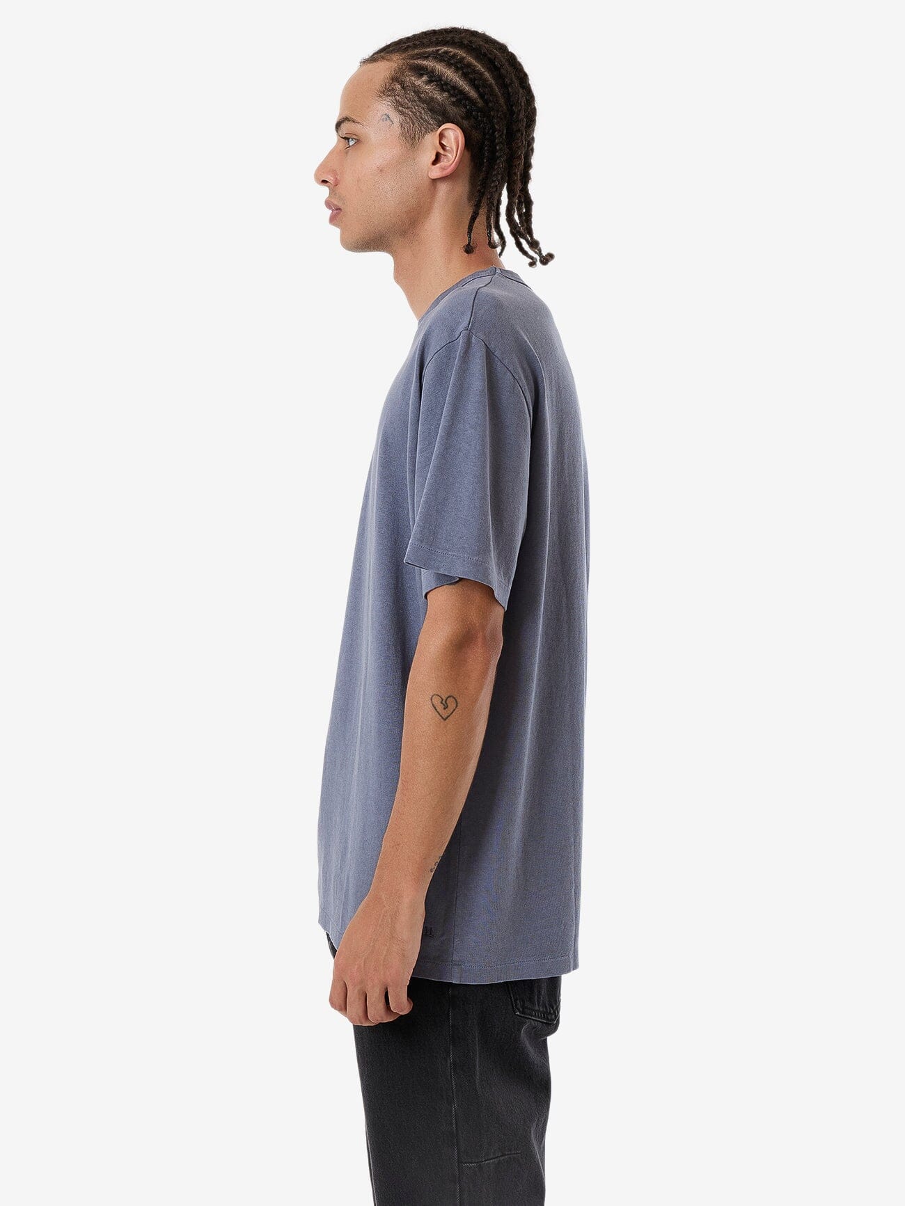 Hemp Thrills Embro Bind Merch Fit Tee - Folkstone Grey XS