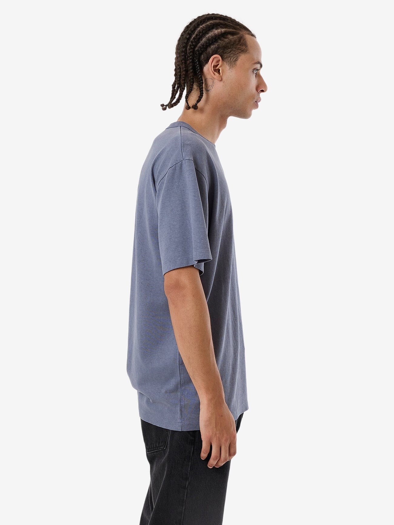 Hemp Thrills Embro Bind Merch Fit Tee - Folkstone Grey XS