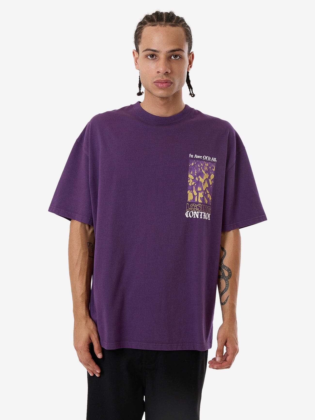 Losing Control Box Fit Oversize Tee - Purple Penant XS