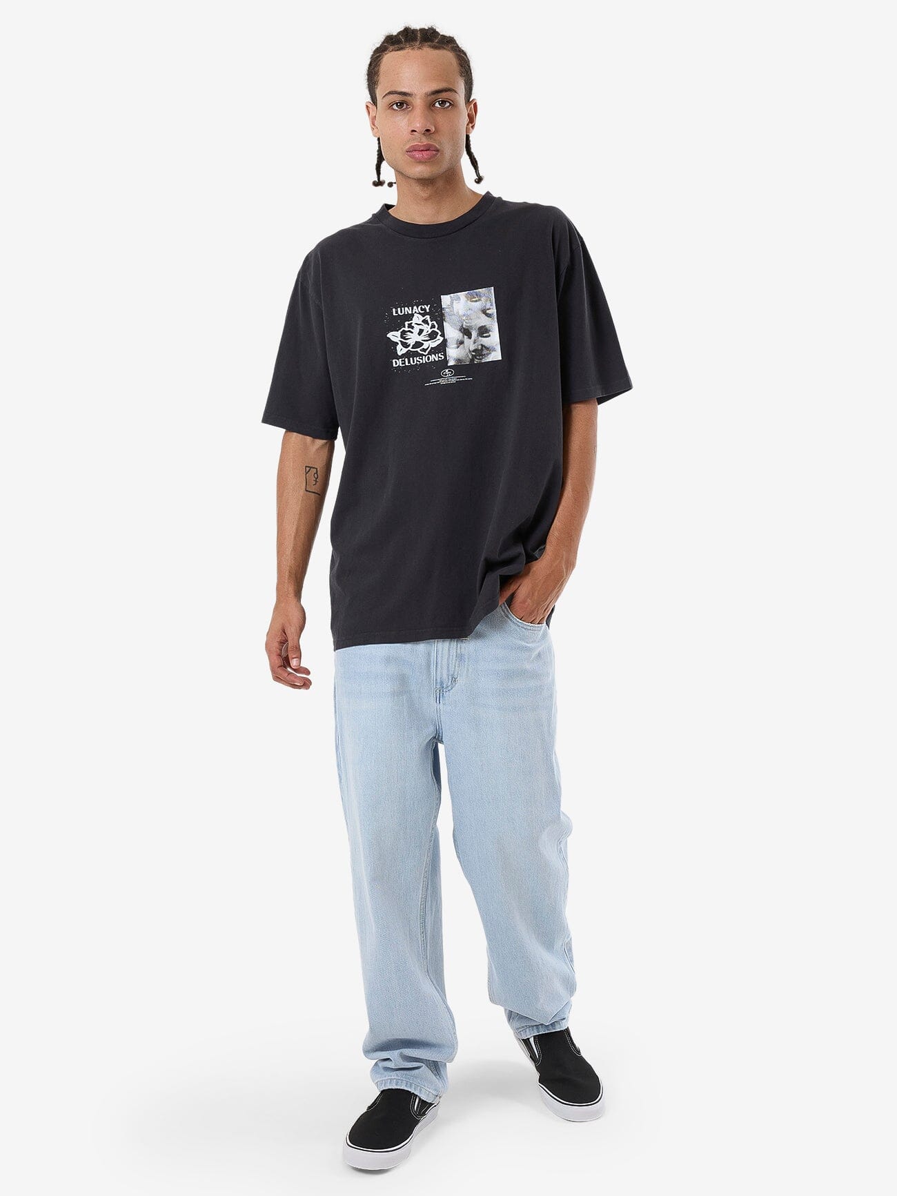 Lunacy Delusions Oversize Fit Tee - Washed Black XS