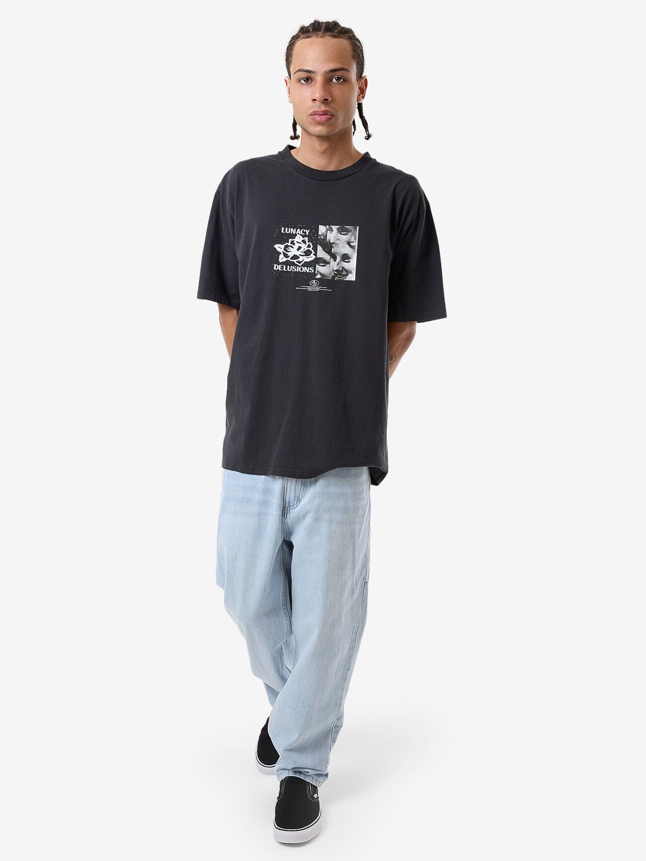 Lunacy Delusions Oversize Fit Tee - Washed Black XS