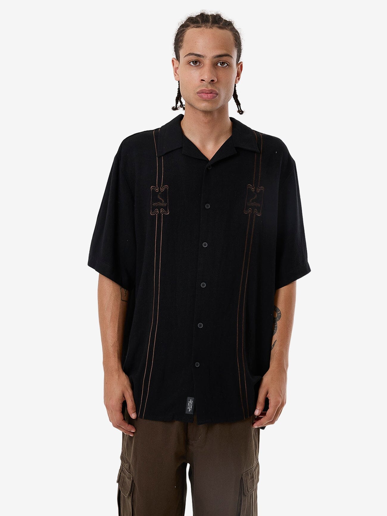 Above It All Bowling Shirt - Black XS