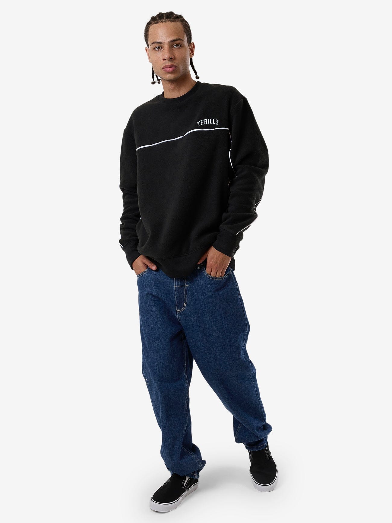 Believe Oversize Polar Fleece Crew - Black XS