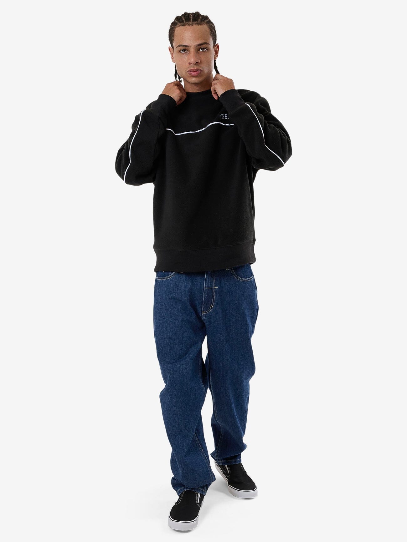 Believe Oversize Polar Fleece Crew - Black XS