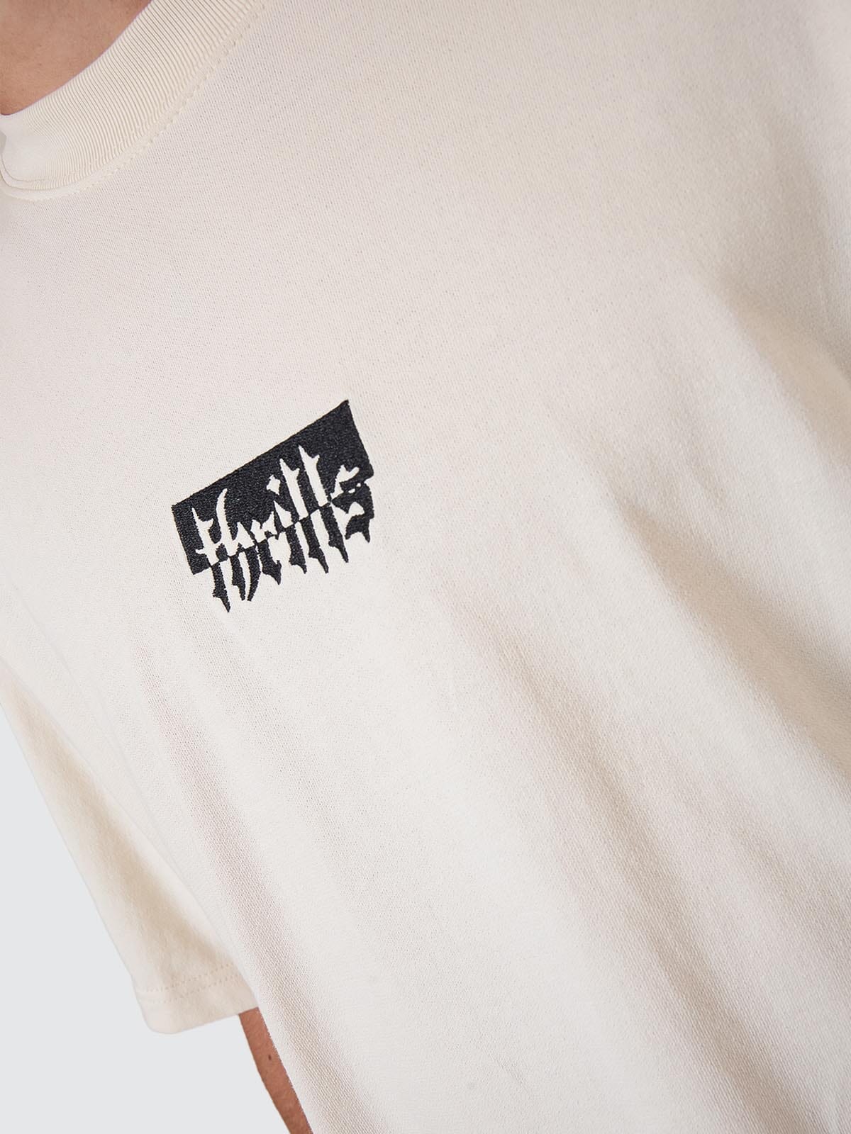 Cheap Thrills Embro Box Fit Oversize Cropped Tee - Unbleached