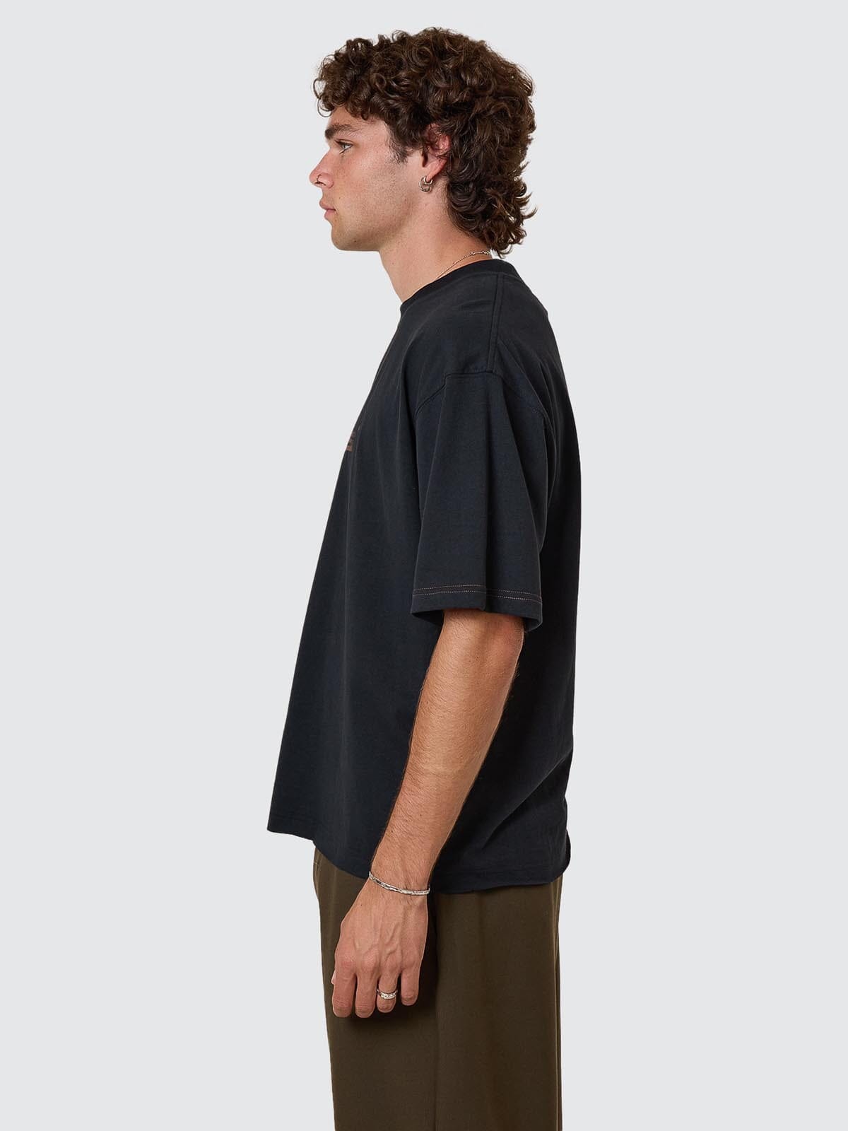 Metamorphic Daze Box Fit Oversize Cropped Raw Hem Tee - Washed Black XS