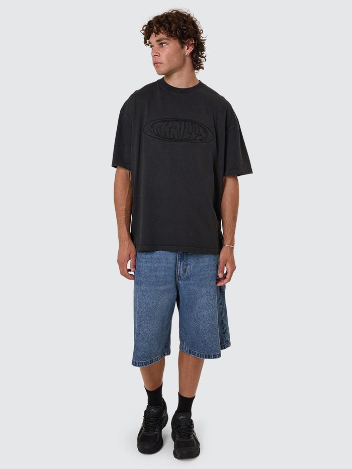 Shadowless Embro Oversize Box Fit Tee - Pirate Black XS