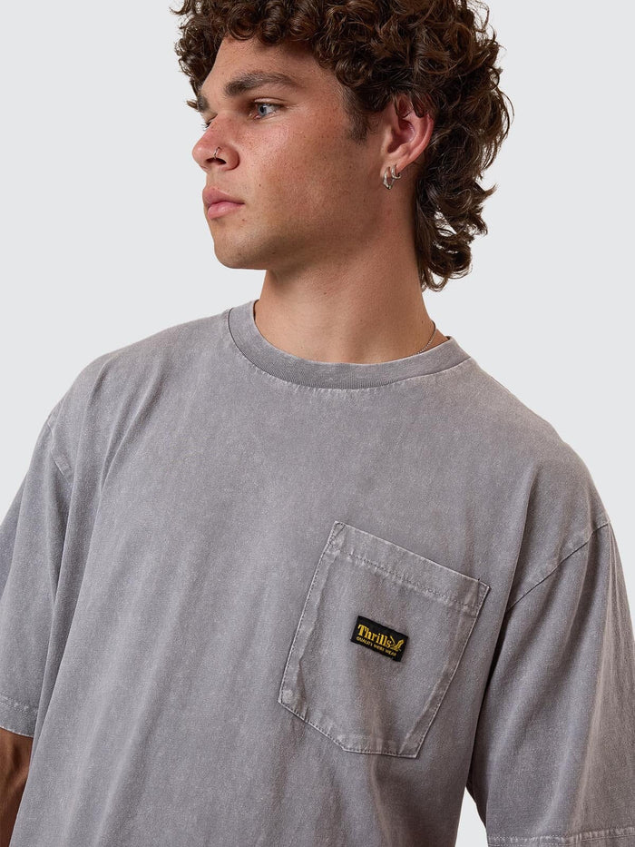 Thrills Union Oversize Pocket Tee - Marble Grey XS