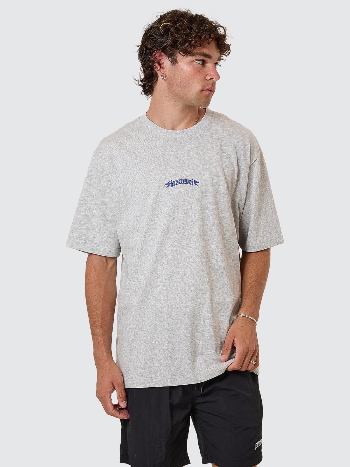 Pennant Embro Oversize Fit Tee - Snow Marle XS