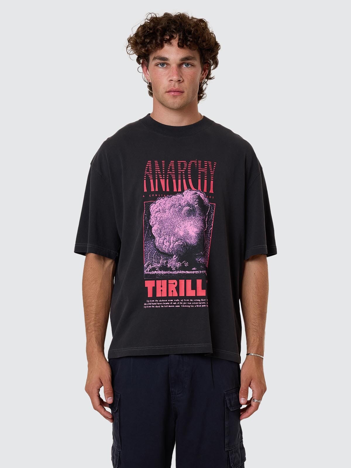 Constant Chaos Box Fit Oversize Cropped Tee - Blue Graphite XS