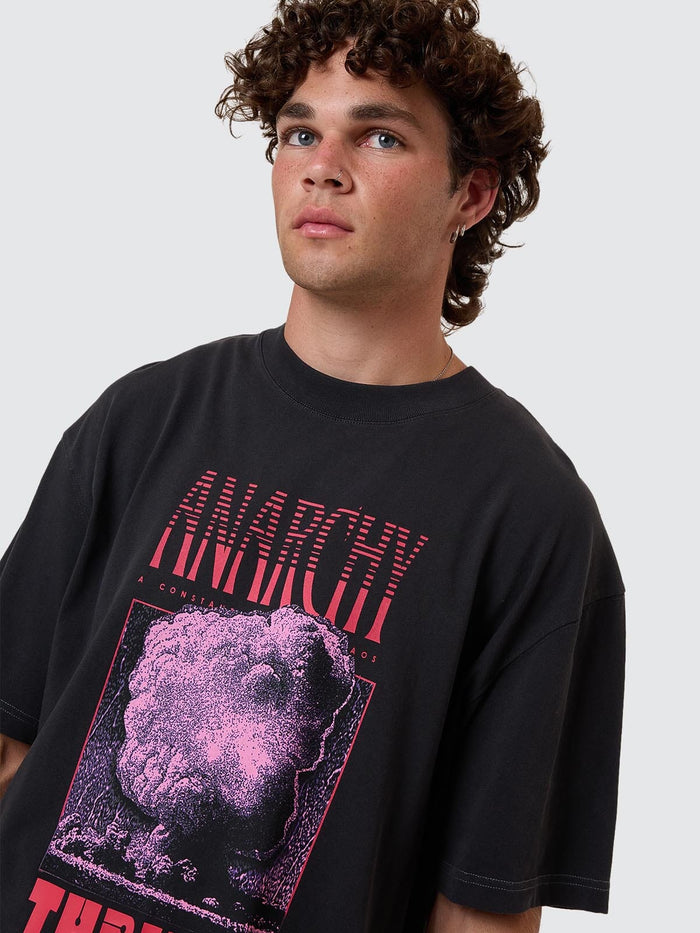 Constant Chaos Box Fit Oversize Cropped Tee - Blue Graphite XS