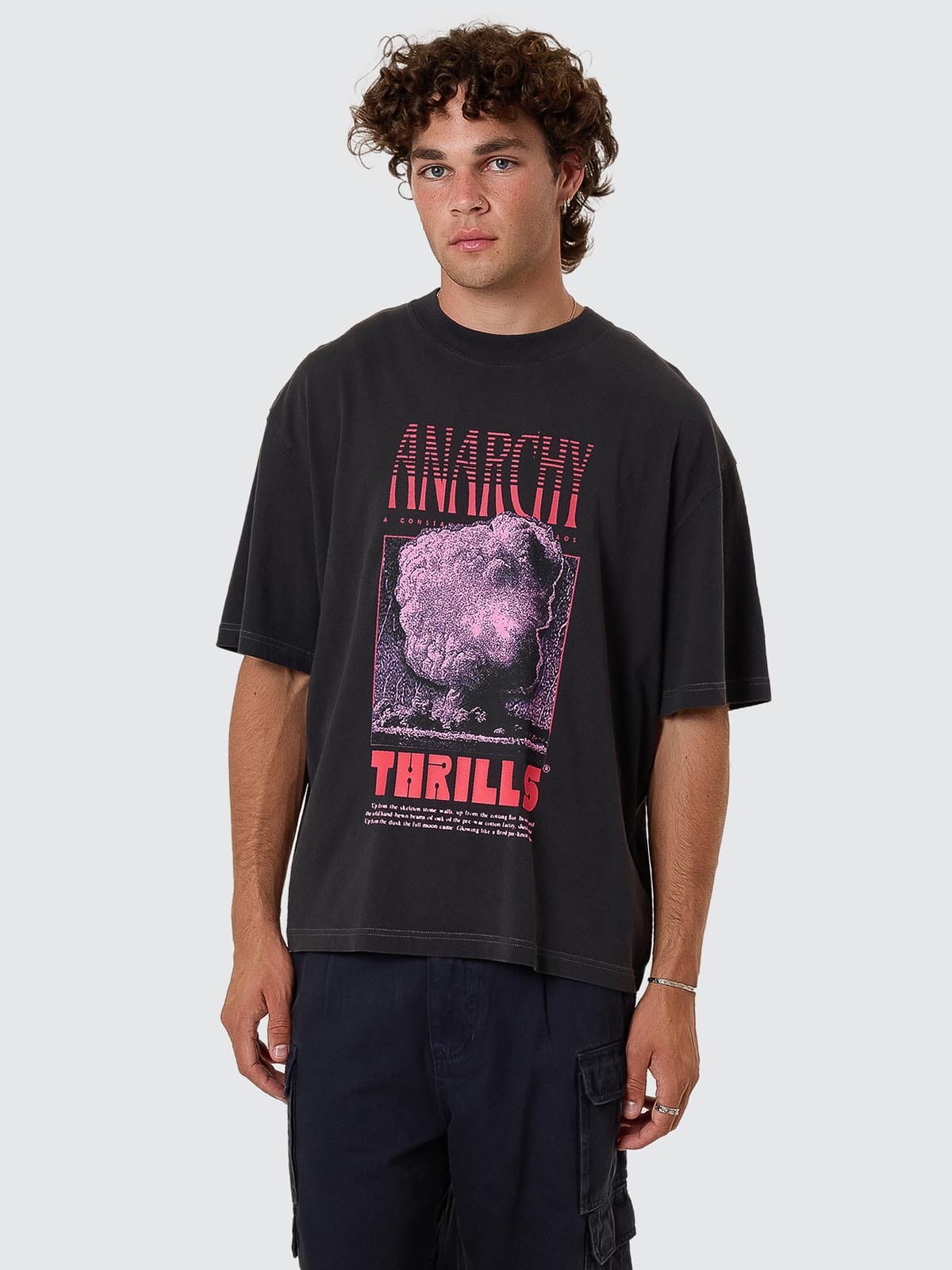 Constant Chaos Box Fit Oversize Cropped Tee - Blue Graphite XS