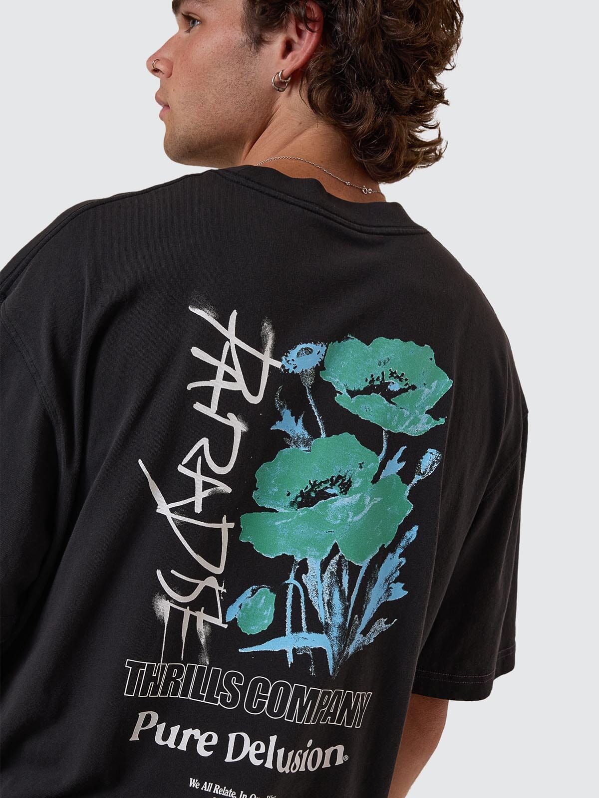 Pure Delusion Box Fit Oversize Cropped Tee - Faded Black XS