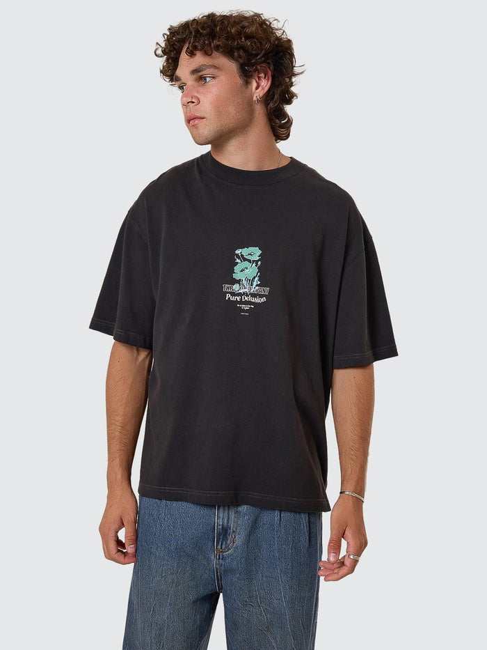 Pure Delusion Box Fit Oversize Cropped Tee - Faded Black XS