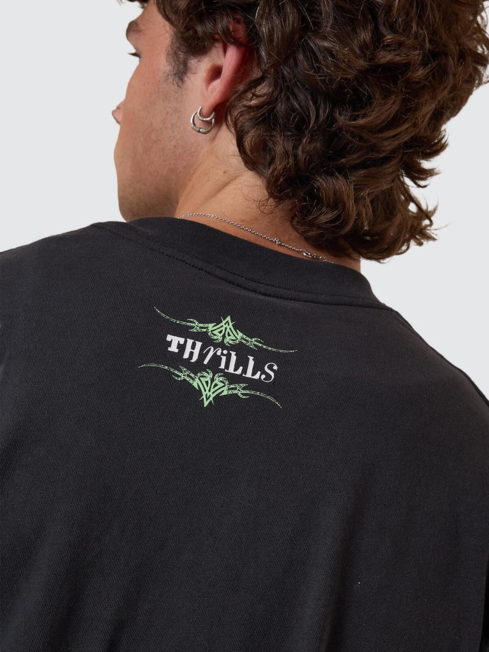 Transmission Box Fit Oversize Cropped Tee - Washed Black XS