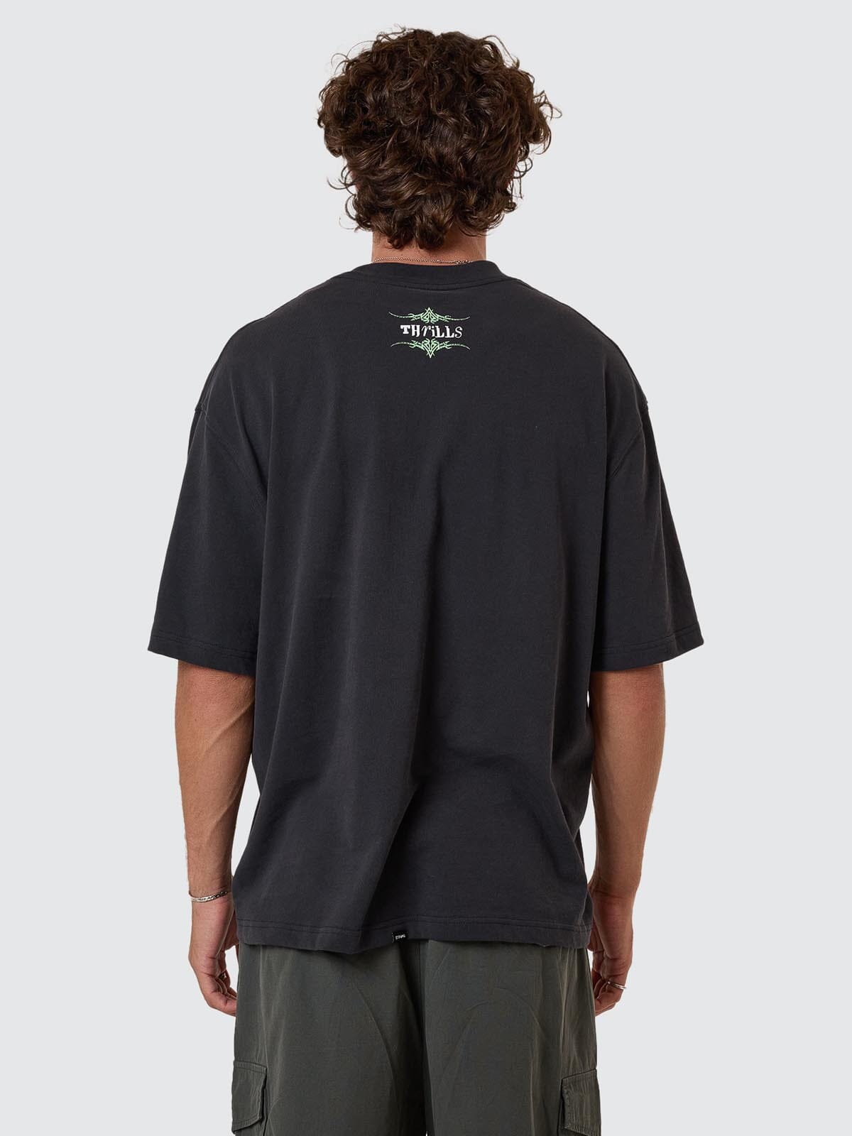 Transmission Box Fit Oversize Cropped Tee - Washed Black XS