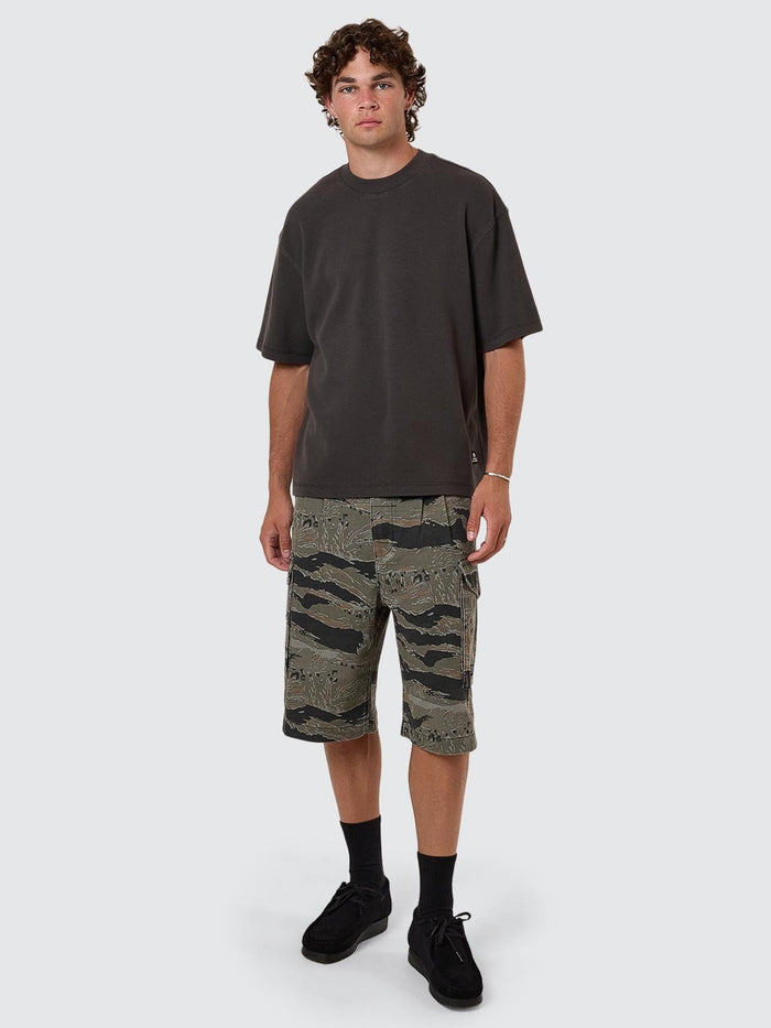 Arts & Industrial Box Fit Cropped Waffle Tee - Dark Charcoal